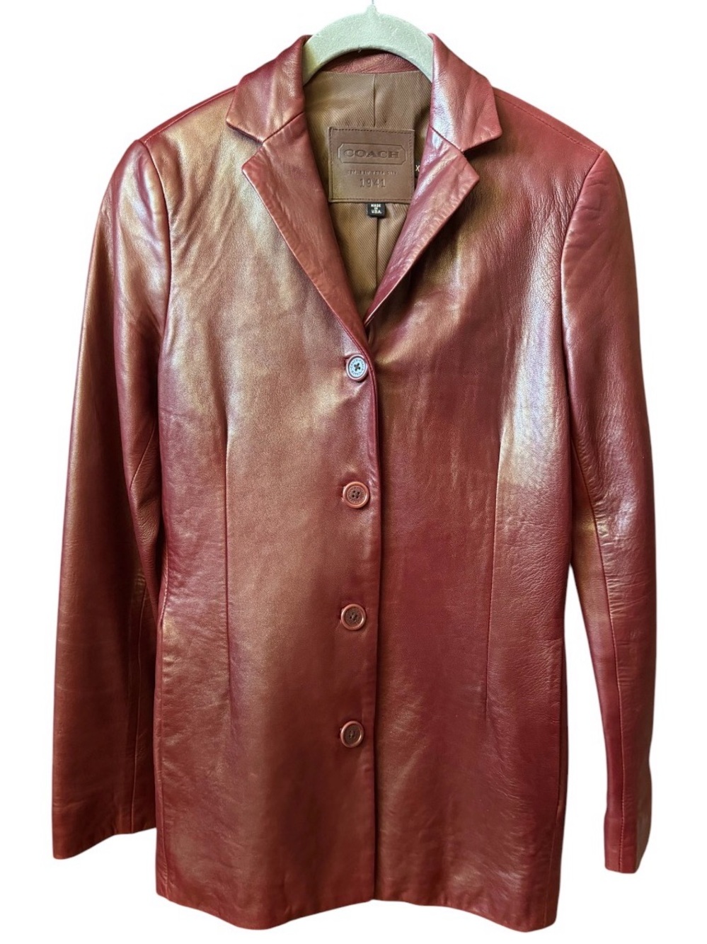 COACH Vintage 90’s 2YK Burgundy Leather Jacket - Picture 3 of 10